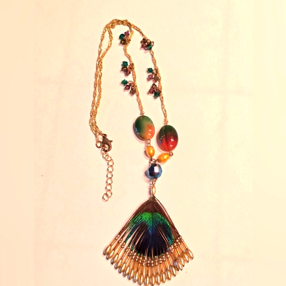 Peacock Feather Necklace
